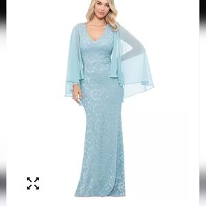 $249 Betsy & Adam Women's Lace Cape-Sleeve Gown Sz 10 NWT Classic Wedding